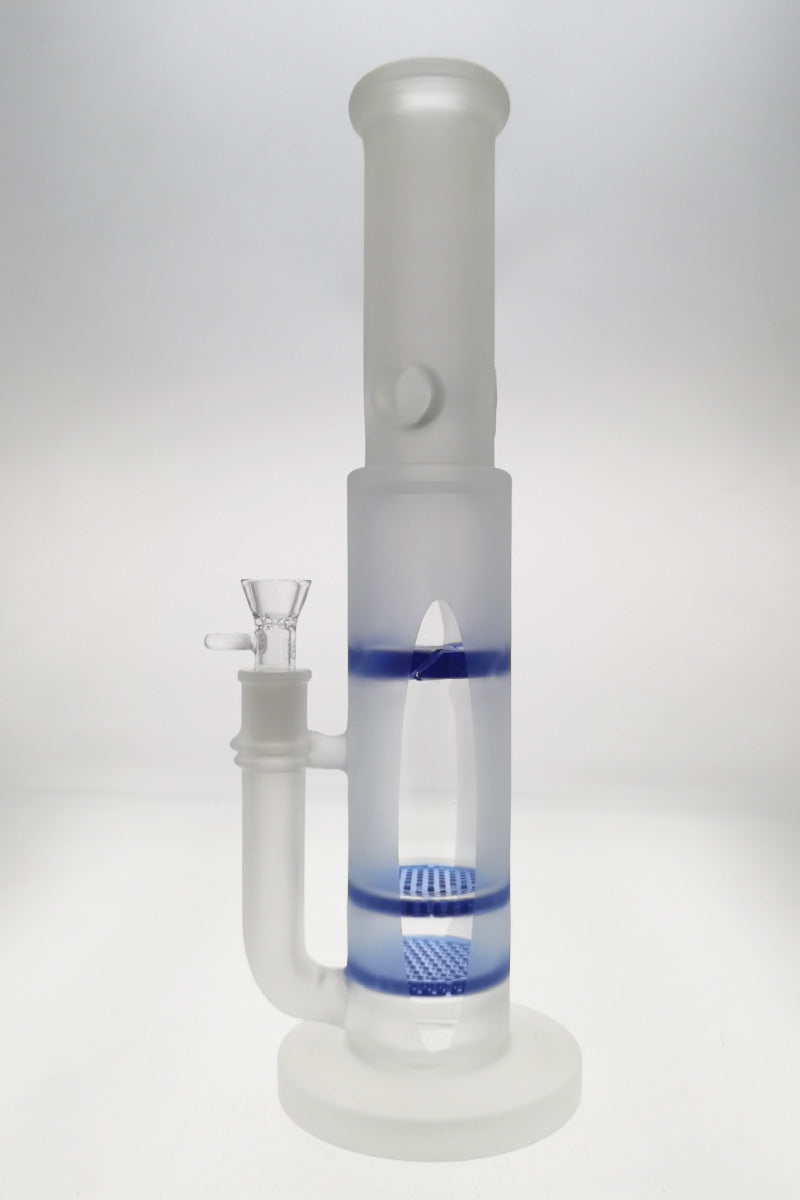 Thick Ass Glass 16" Quartz Bong, Double Honeycomb, Spinning Splash Guard, Side View