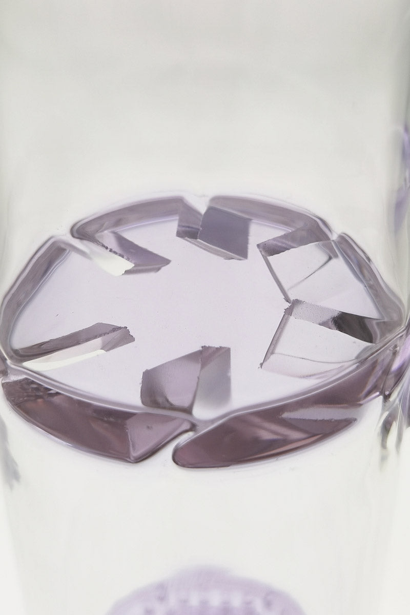 Close-up view of Thick Ass Glass 16" Quartz Bong with Purple Double Honeycomb and Spinning Guard
