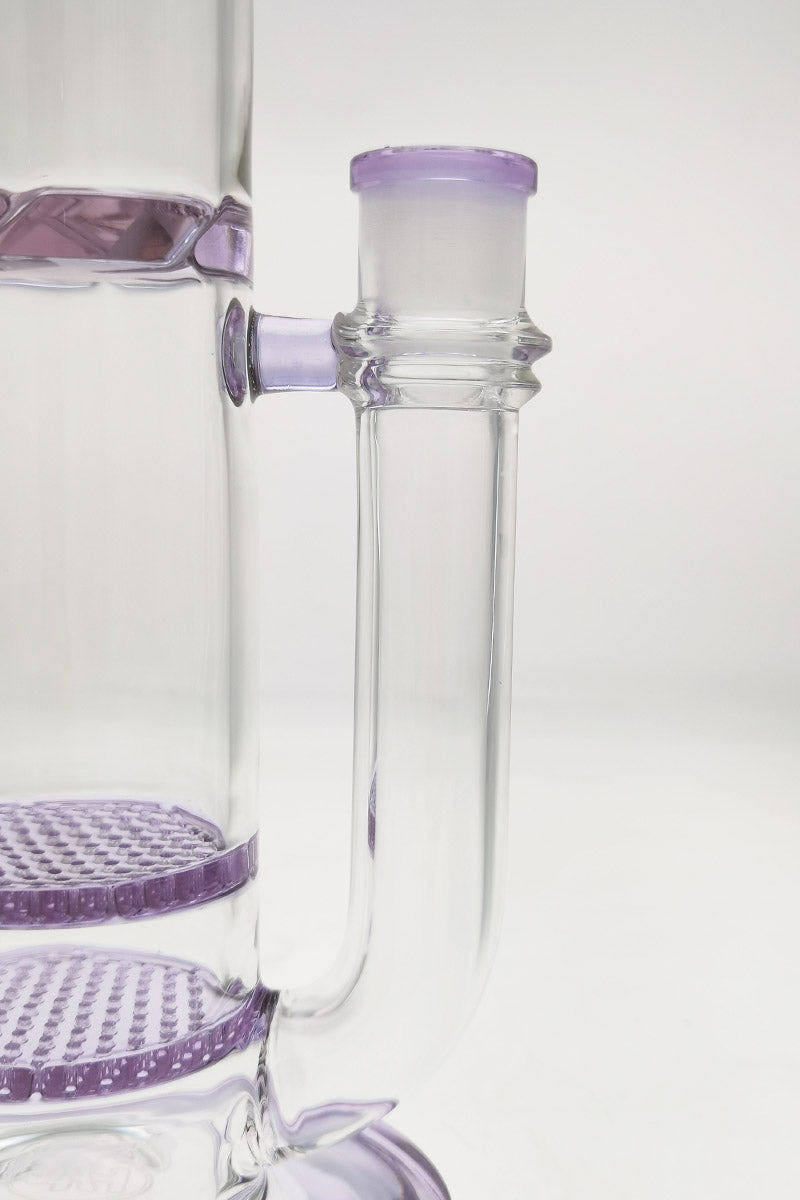 TAG 16" Quartz Bong with Purple Honeycomb Percolators and Spinning Guard, 90 Degree Joint