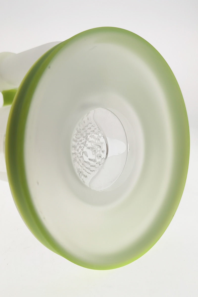 Close-up top view of Thick Ass Glass 16" Quartz Bong with Double Honeycomb and Green Accents