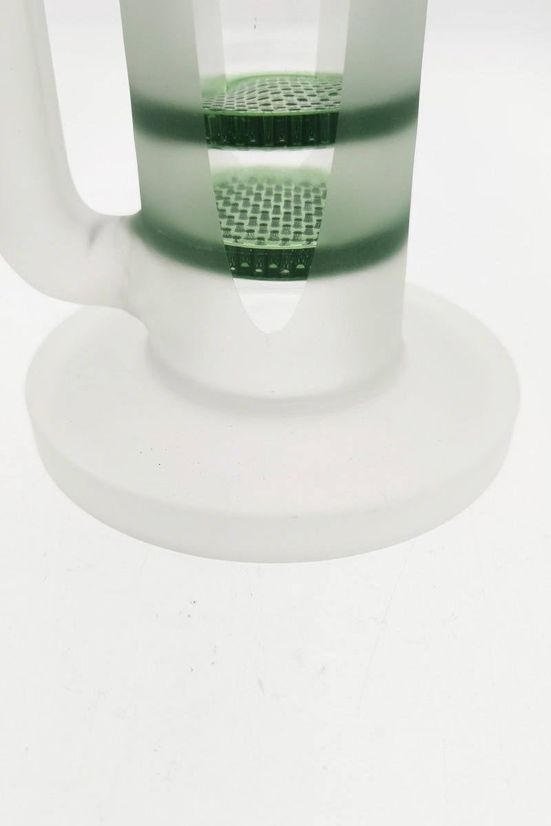 Close-up view of Thick Ass Glass 16" Quartz Bong with Dual Honeycomb Percolators and Spinning Guard