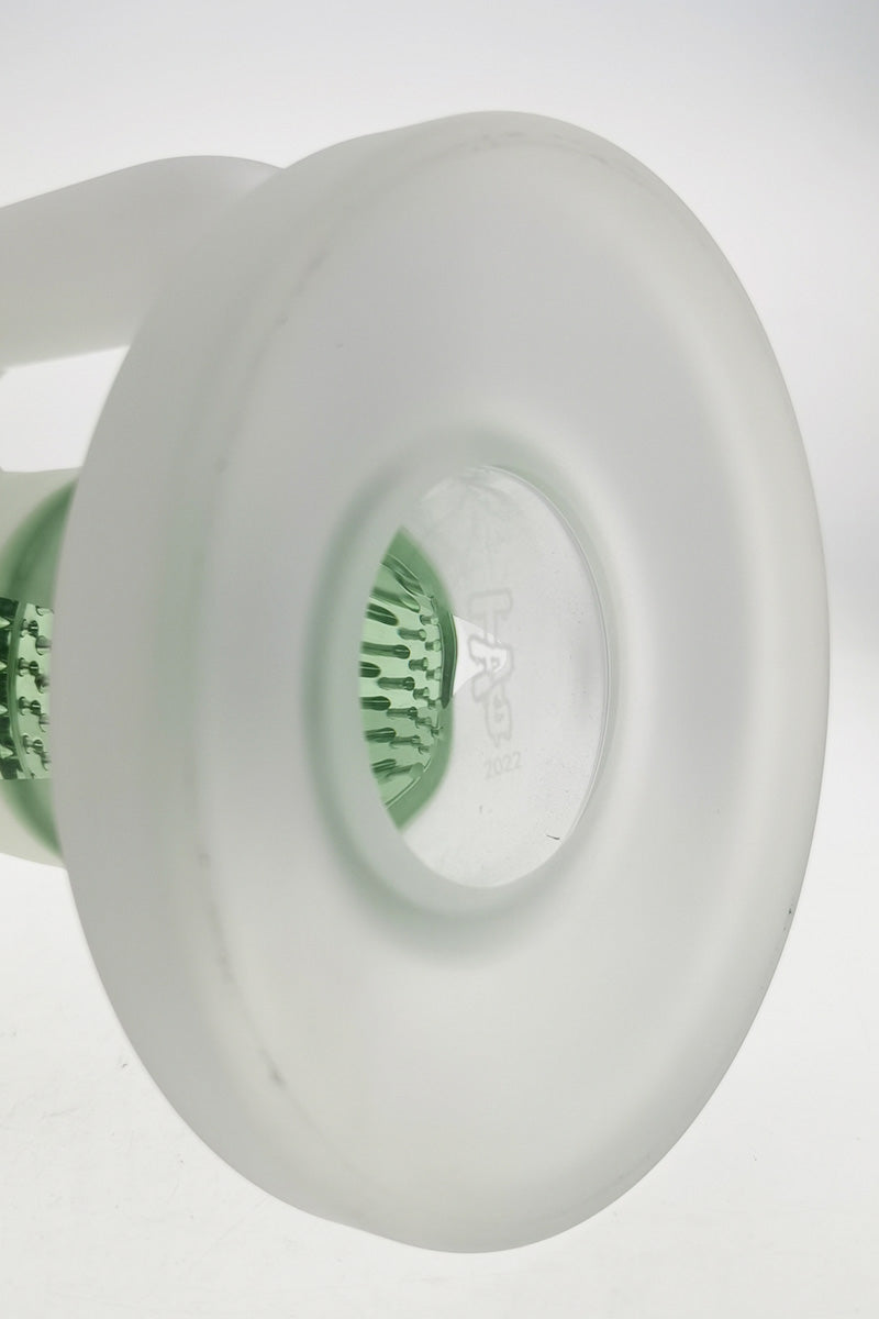 Close-up of TAG 16" Double Honeycomb Bong's percolator with splash guard, 18MM female joint