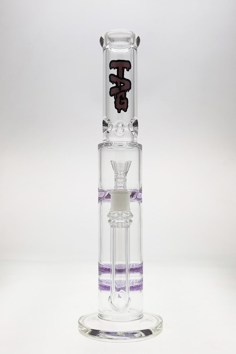Thick Ass Glass 16" Quartz Bong, Double Honeycomb, Spinning Guard, Front View