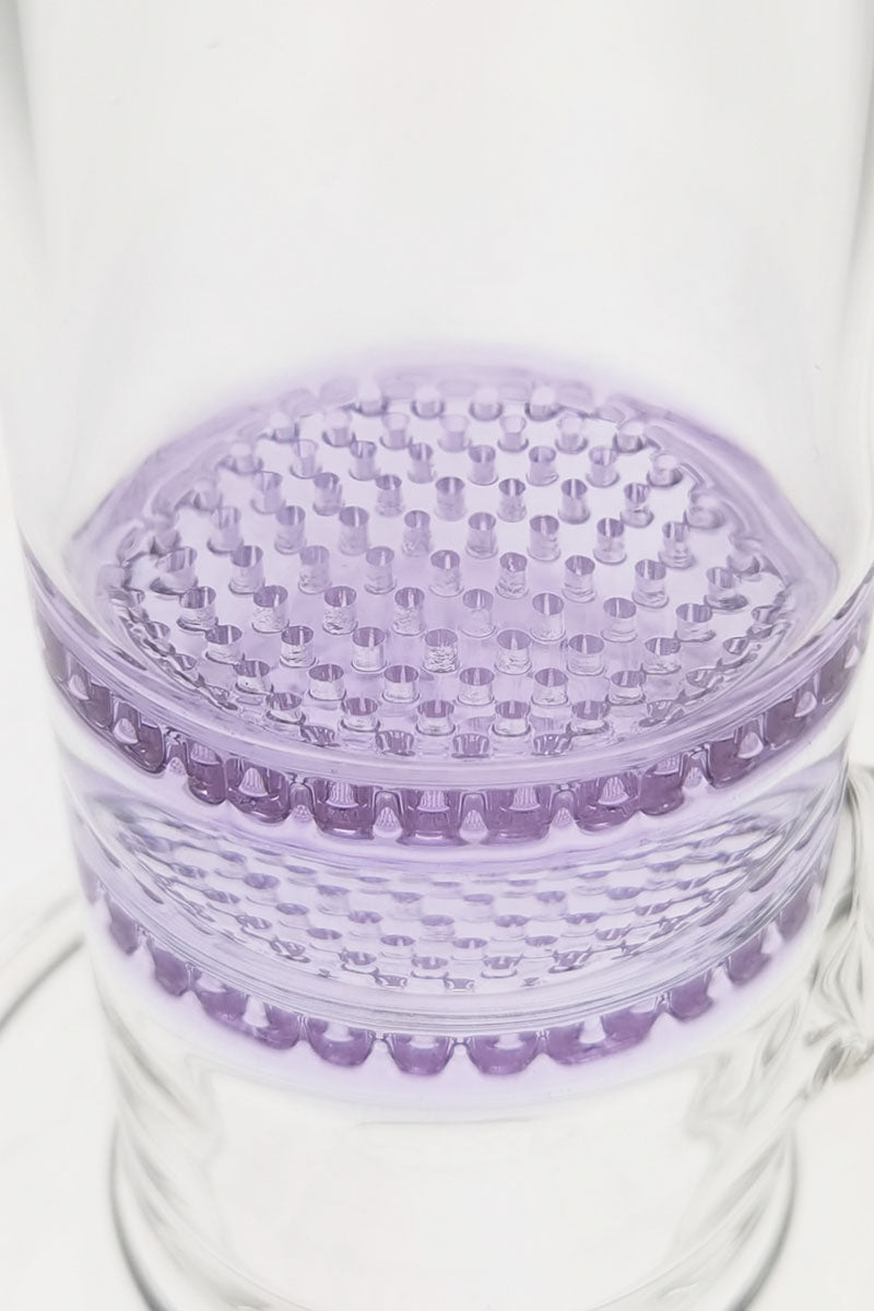 Close-up of TAG 16" Double Honeycomb Percolator in 50x7MM Bong, 18MM Female Joint