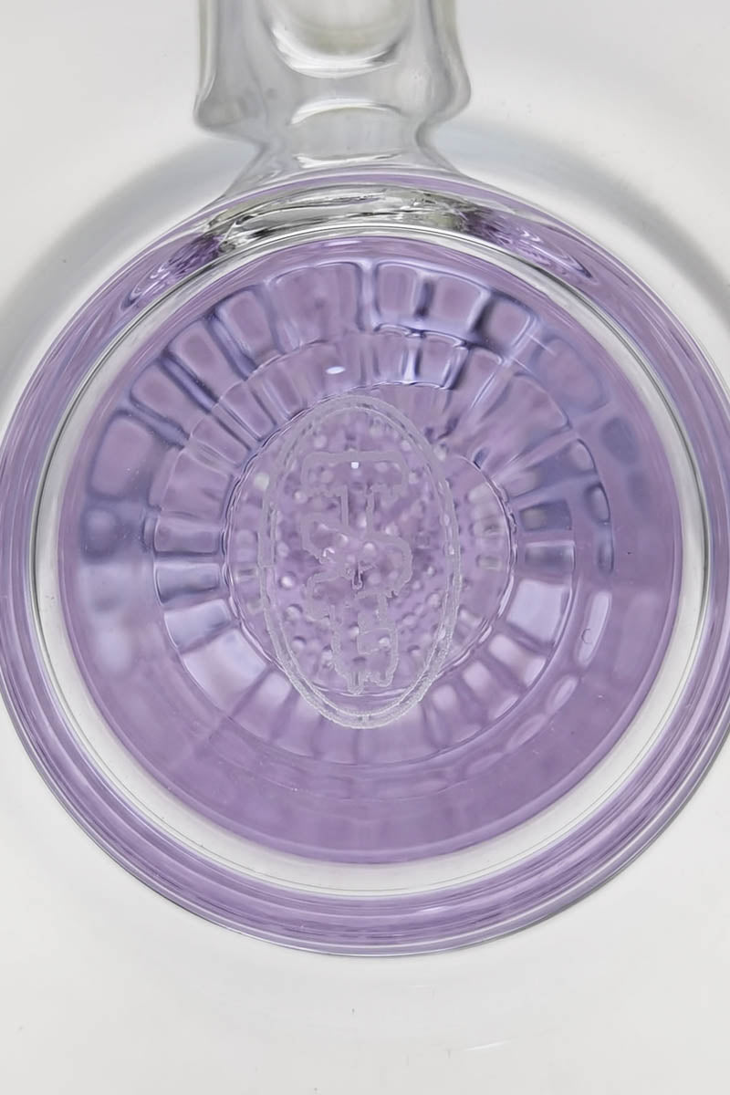 TAG 16" bong with double honeycomb and spinning splash guard, close-up of percolator