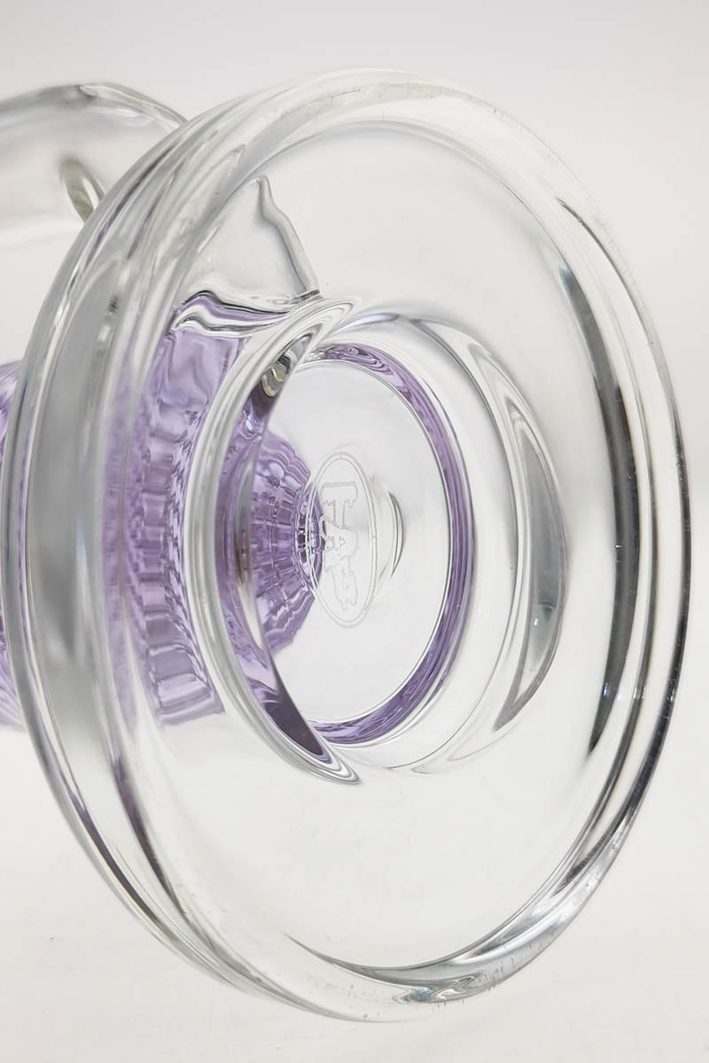 Close-up of Thick Ass Glass 16" Quartz Bong with Purple Honeycomb Percolator and Spinning Guard