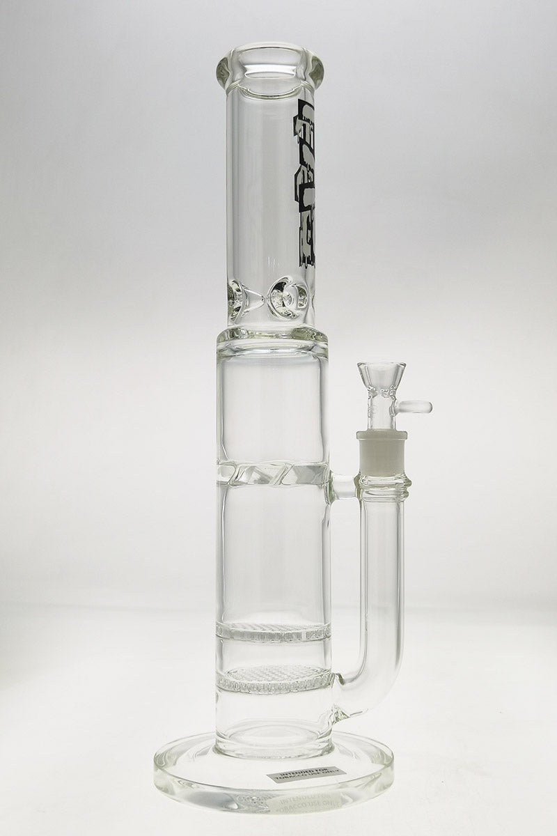 Thick Ass Glass 16" Quartz Bong, Double Honeycomb Percolator, Spinning Guard, Front View