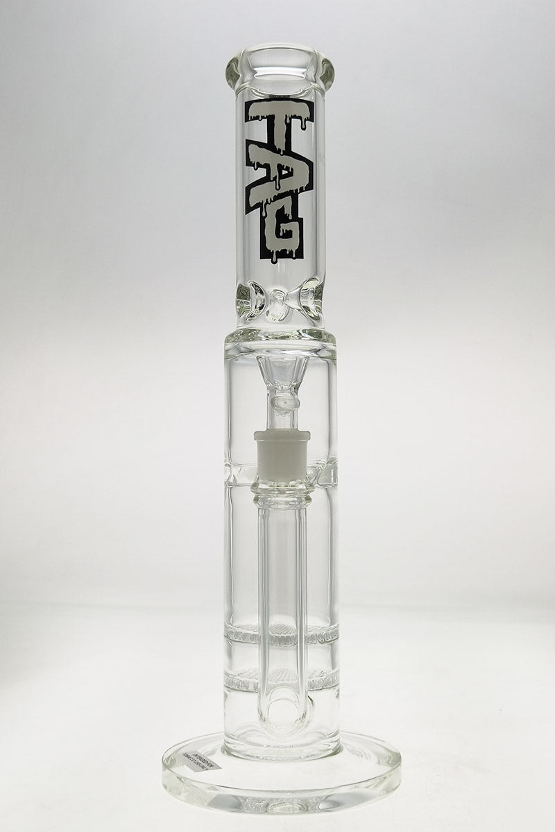 Thick Ass Glass 16" Quartz Bong with Double Honeycomb Percolator & Spinning Guard, Front View