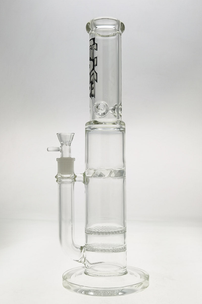 16" Thick Ass Glass Quartz Bong with Dual Honeycomb Percolators and Spinning Splash Guard