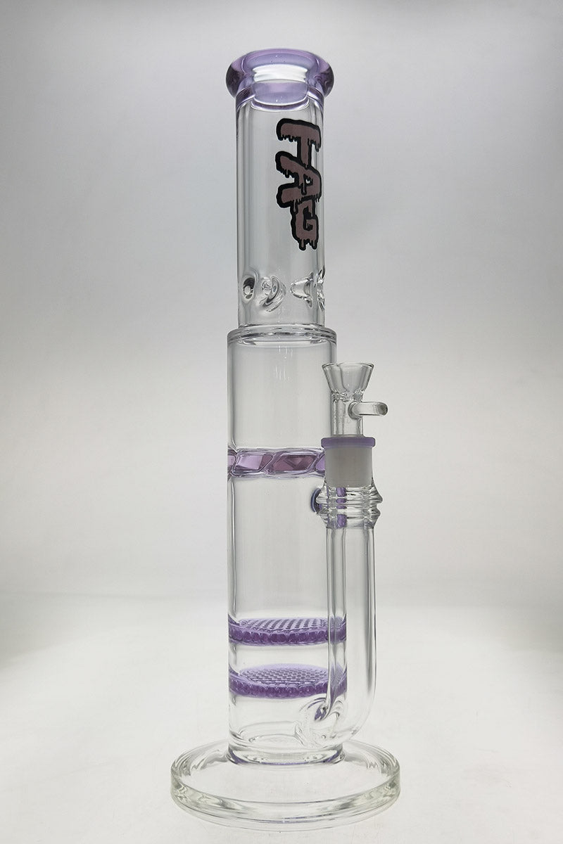 16" Thick Ass Glass Quartz Bong with Double Honeycomb Percolators & Spinning Splash Guard, Purple
