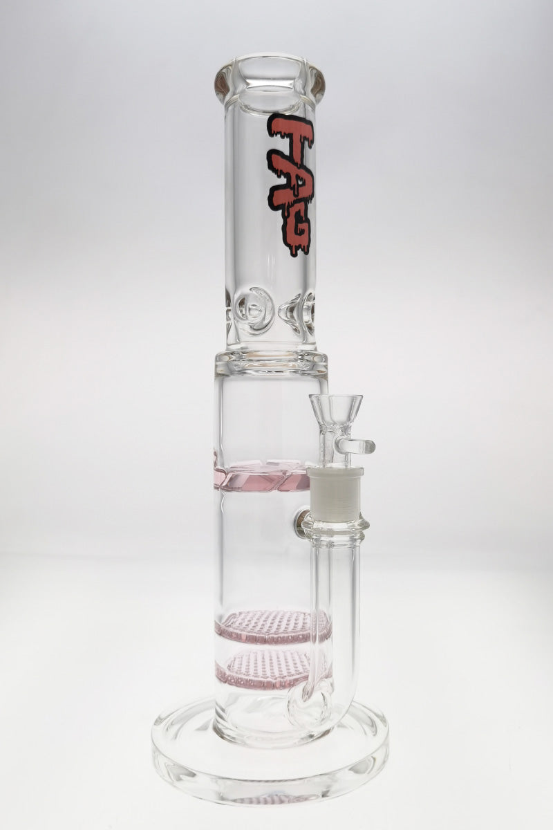 Thick Ass Glass 16" Quartz Double Honeycomb Bong with Spinning Splash Guard, Front View