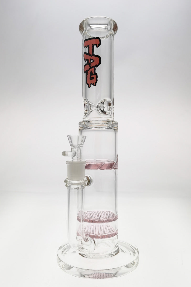 Thick Ass Glass 16" Quartz Bong with Double Honeycomb and Spinning Guard, Front View