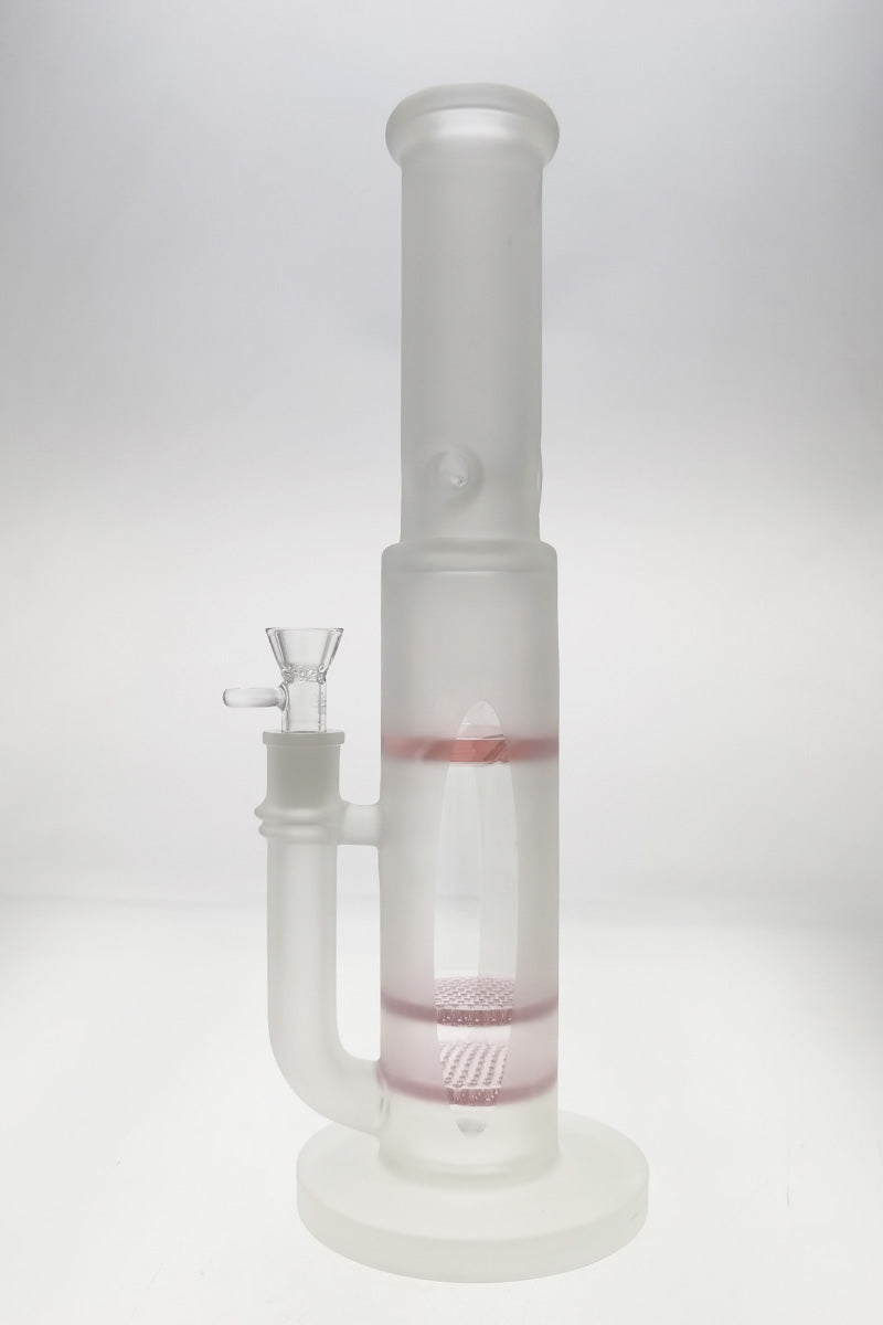 Thick Ass Glass 16" Quartz Bong with Double Honeycomb Percolator and Spinning Splash Guard, Front View
