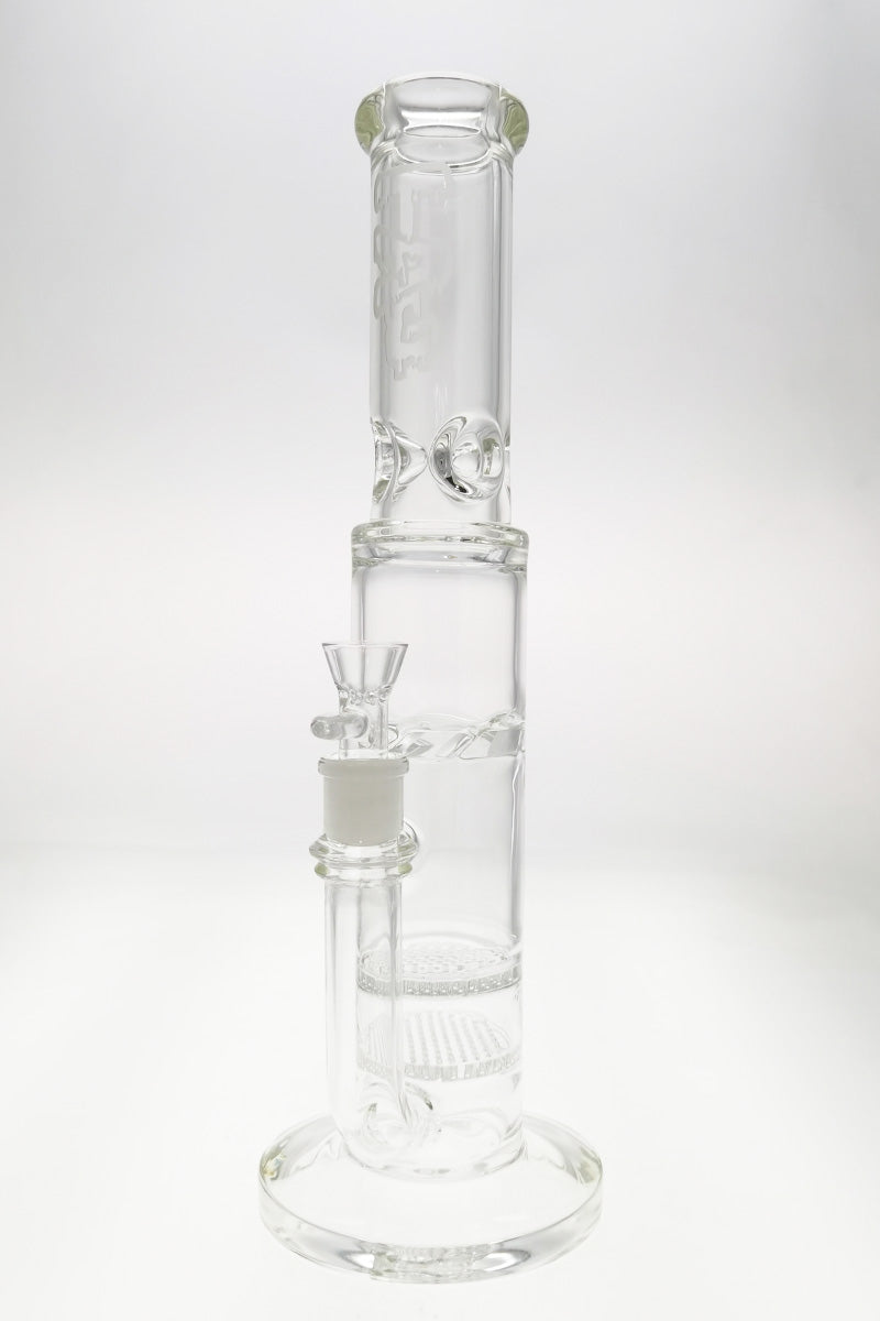 Thick Ass Glass 16" Quartz Bong with Double Honeycomb & Spinning Guard, Clear Variant