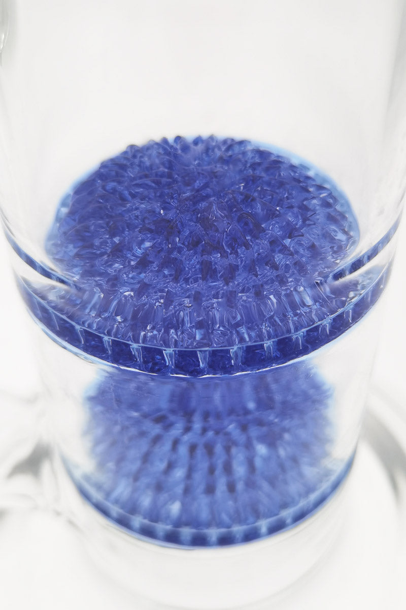 Close-up of TAG 16" Double Netted Disc Diffuser in Tie Dye blue, showcasing its intricate design