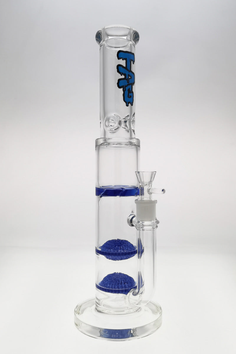 Thick Ass Glass 16" Tie-Dye Bong with Double Disc Diffuser, Spinning Guard, Front View