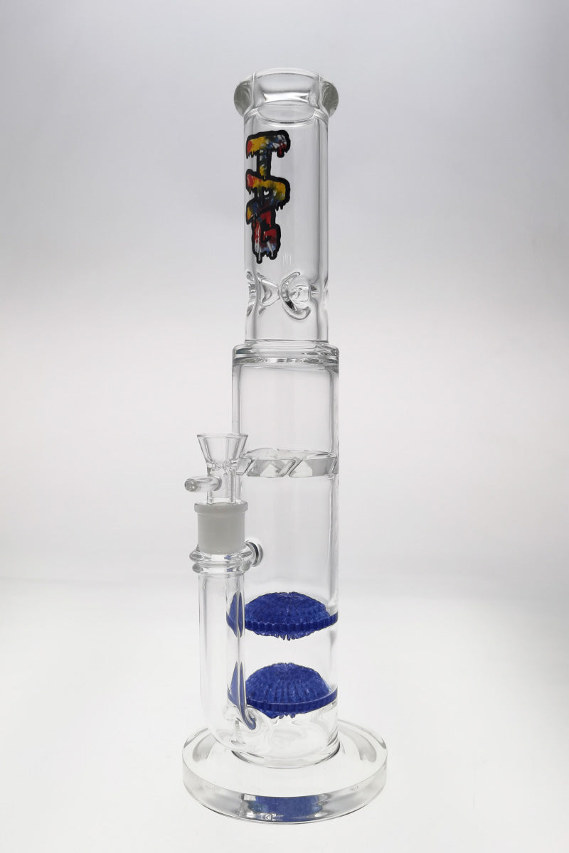 TAG 16" Double Disc Diffuser Bong with Spinning Splash Guard, Tie Dye Logo, Front View