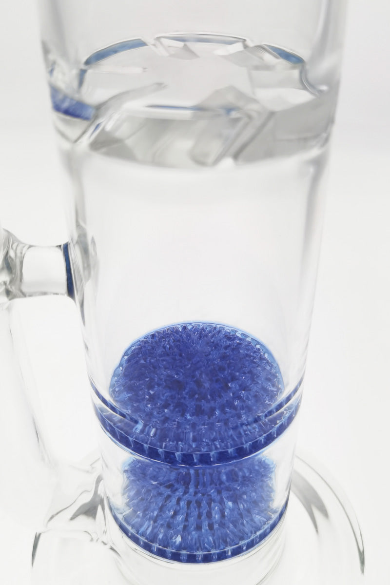 Close-up of TAG 16" Bong with Double Netted Disc Diffuser and Spinning Splash Guard in Tie Dye