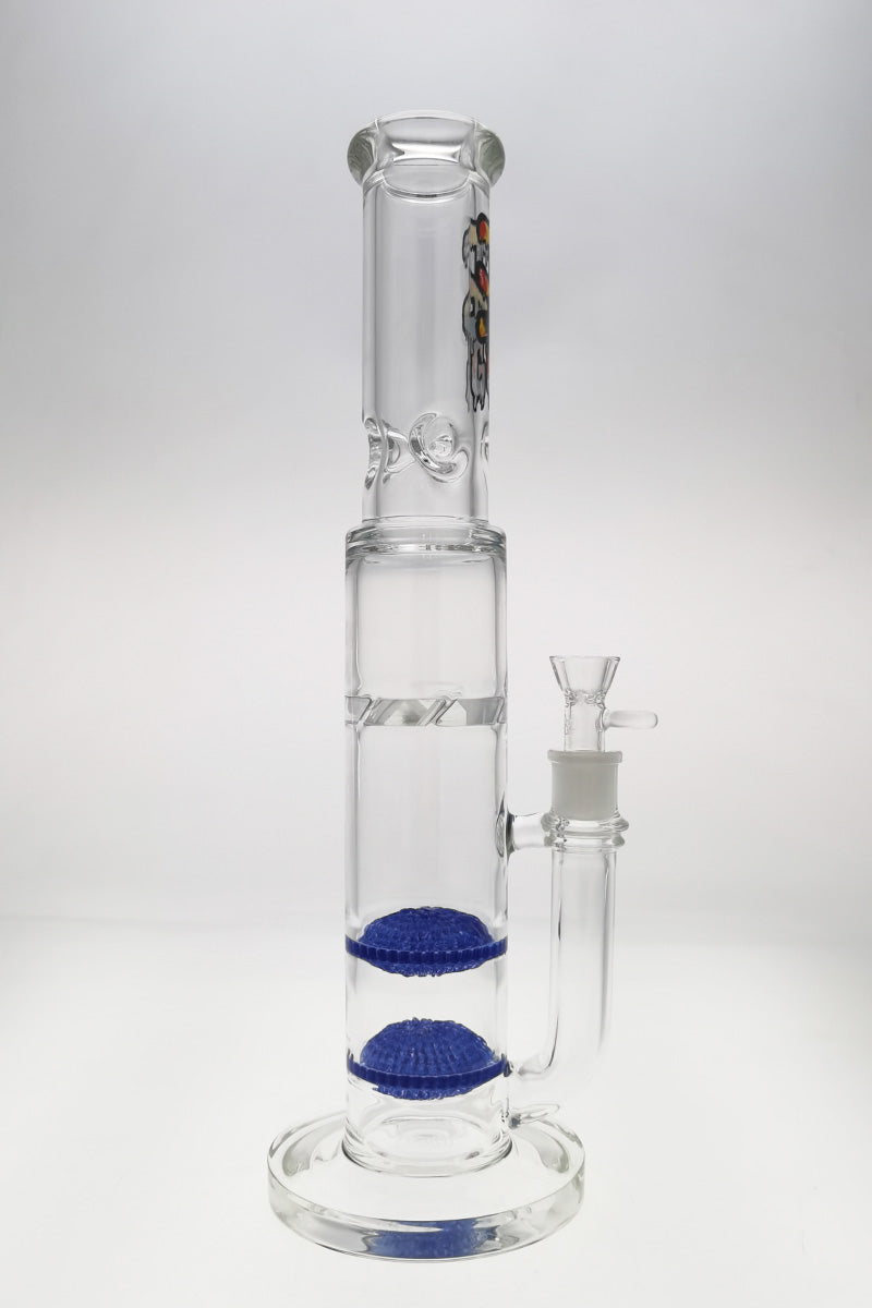 TAG 16" Double Netted Disc Diffuser Bong with Spinning Splash Guard, Tie Dye, Front View