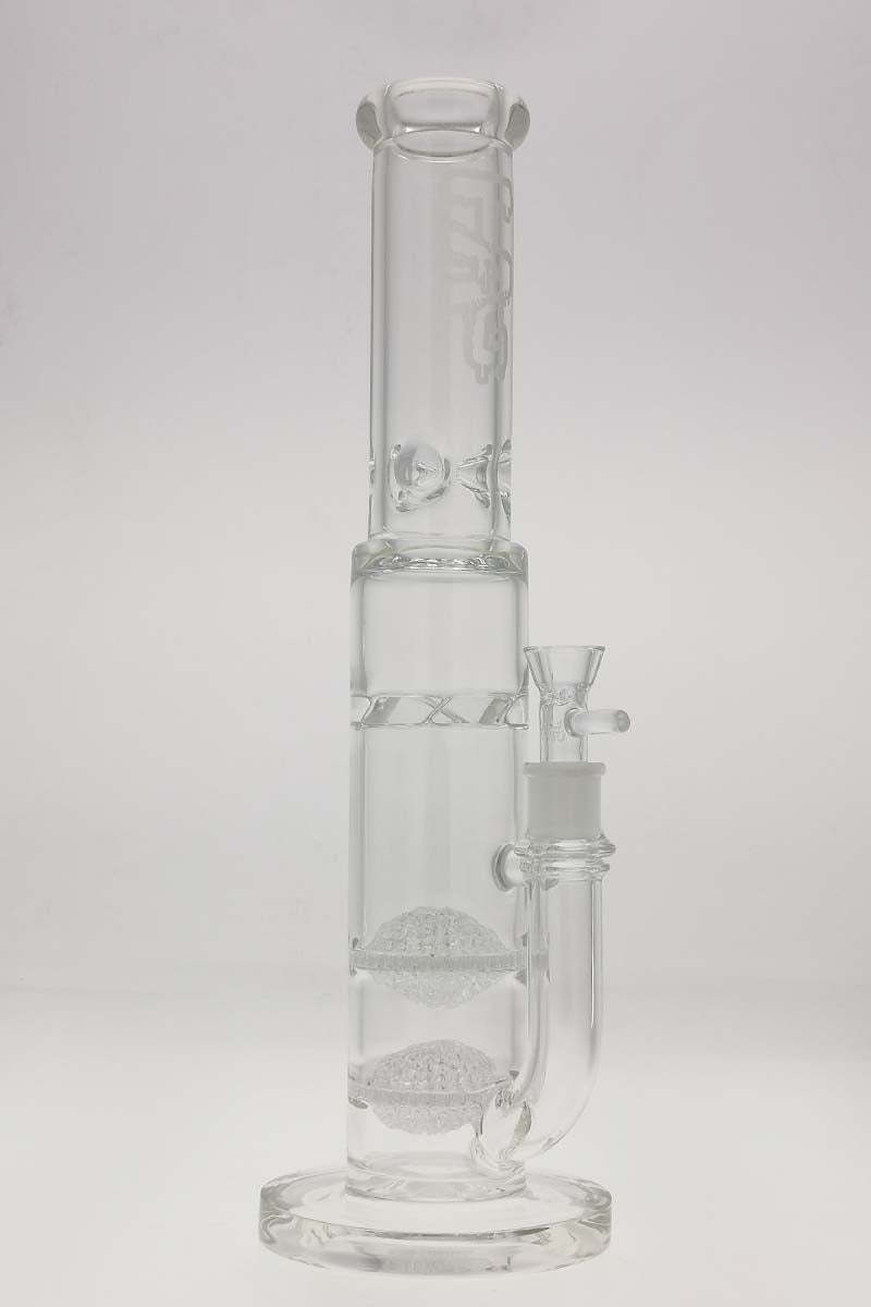 TAG 16" Double Disc Diffuser Bong, Tie Dye, 18MM Female, 7mm Thick, Front View