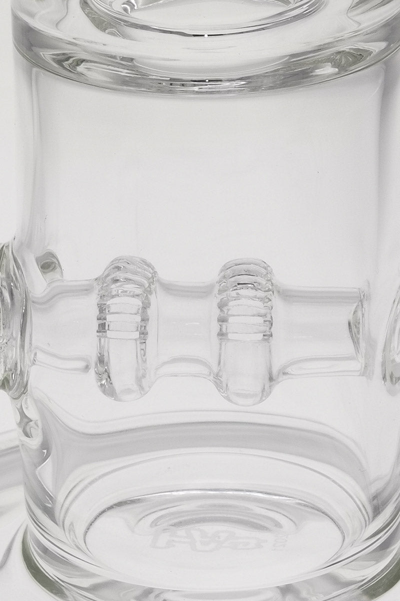 Close-up of TAG 16" Double UFO Inline to Showerhead Bong with 7mm Thickness