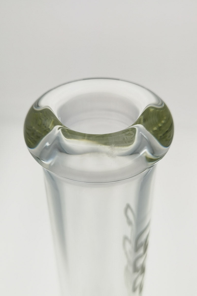 TAG 16" Straight Tube Bong Top View, 50x7MM Glass, 18/14MM Female Downstem