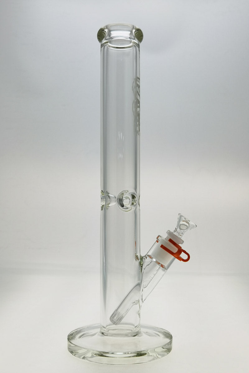 Thick Ass Glass 16" Straight Tube Bong, Clear, 50x7MM, with Durable 18/14MM Downstem, Front View