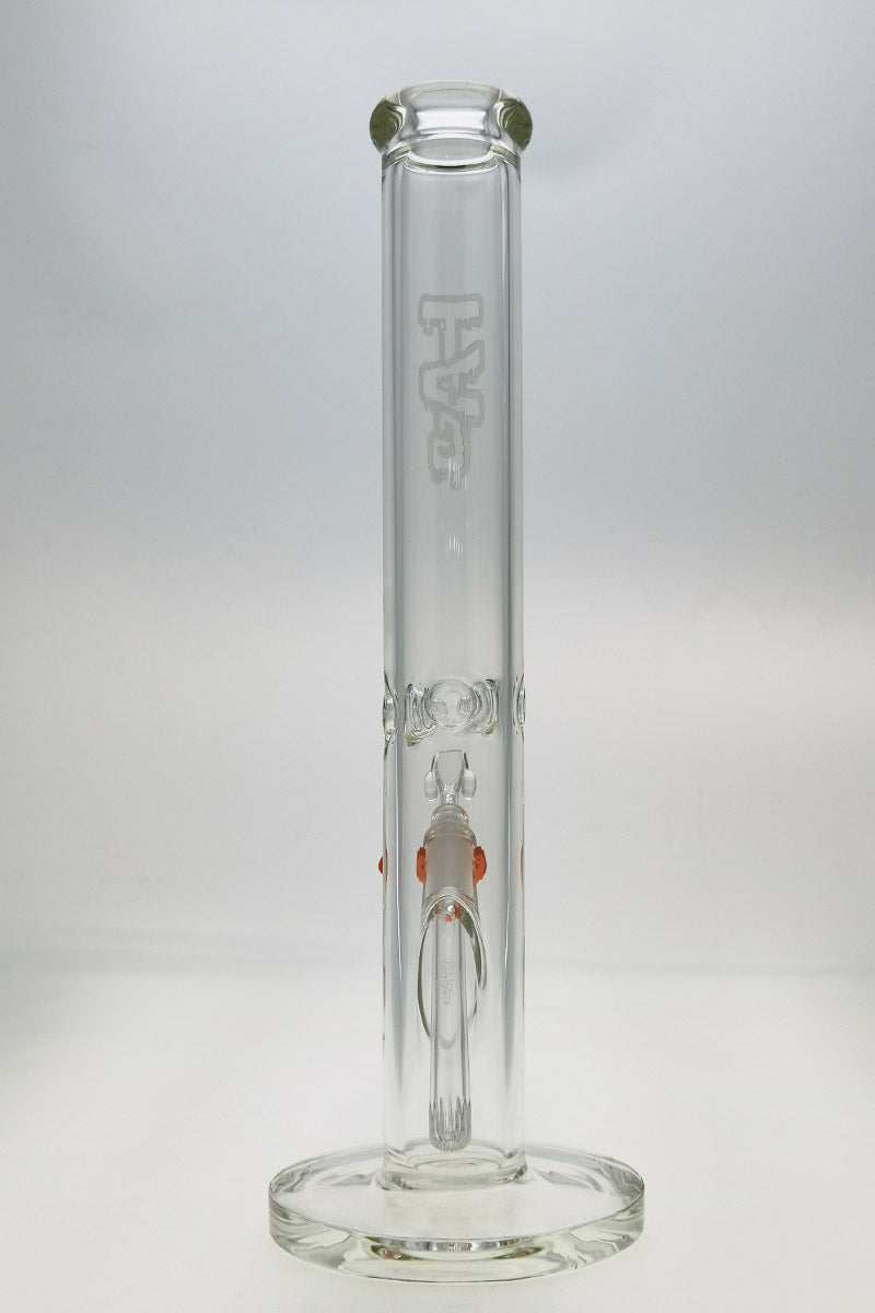 TAG 16" Straight Tube Bong, 50x7MM thick glass, with 18/14MM downstem, front view on white background