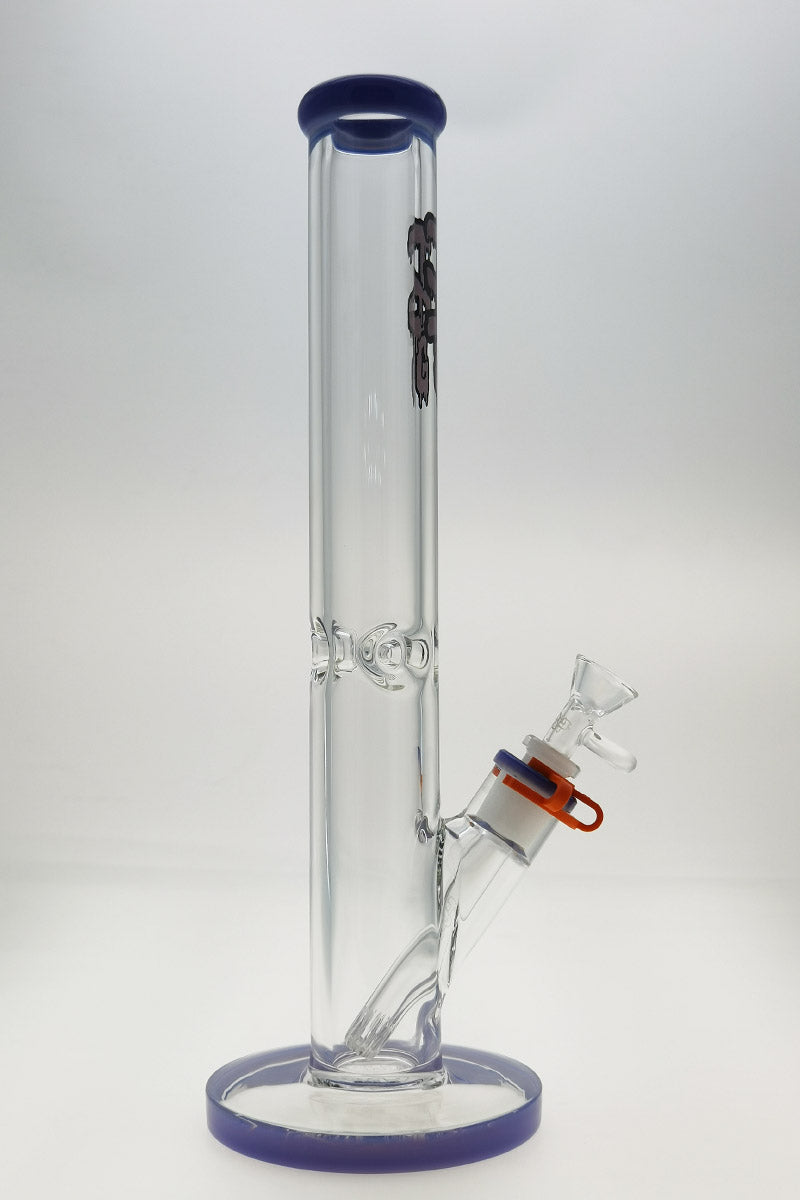 TAG 16" Straight Tube Bong 50x9MM with 18/14MM Downstem, Front View on White Background