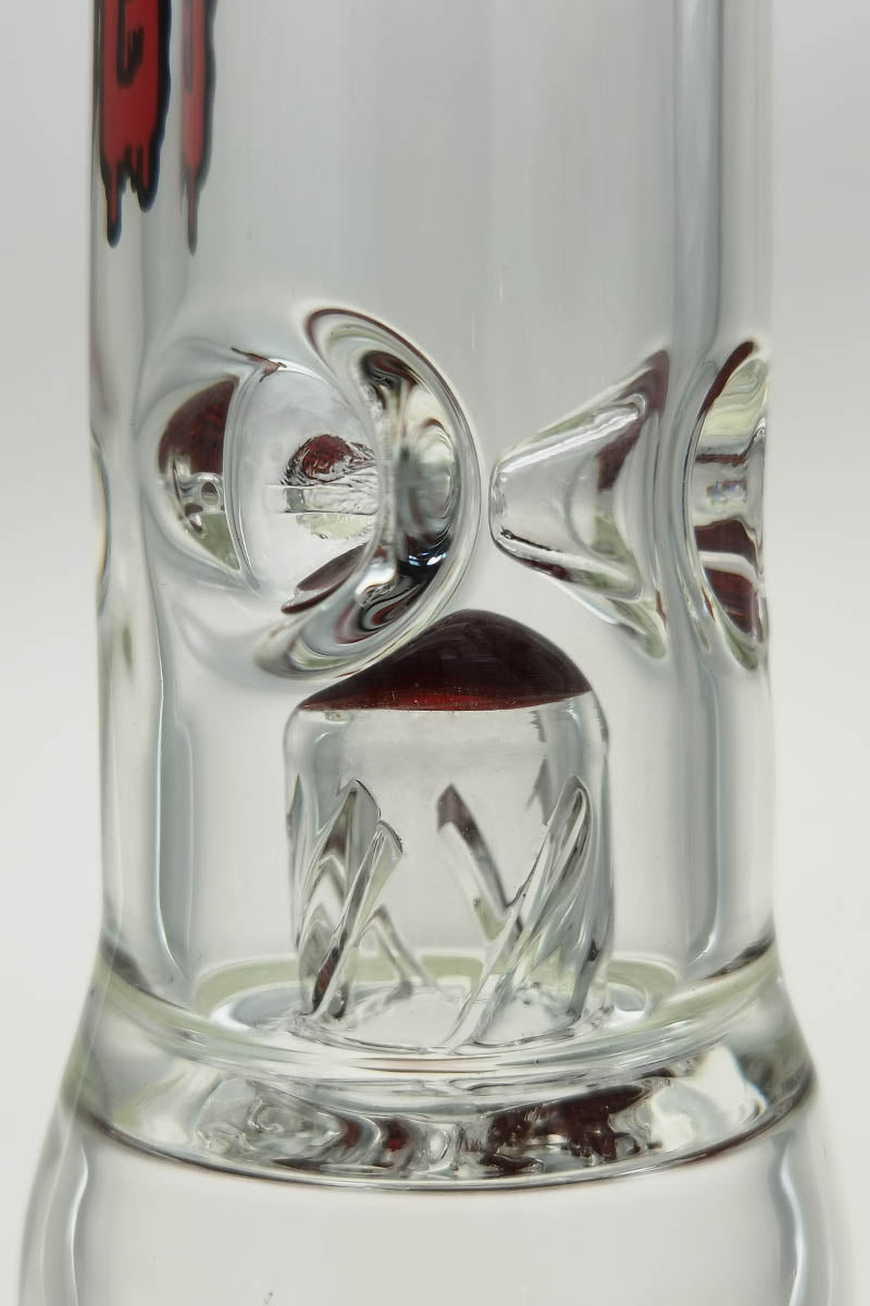 Close-up of TAG 17" Beaker Bong with 16-Arm Tree Percolator, Thick 7mm Glass, and Clear Design
