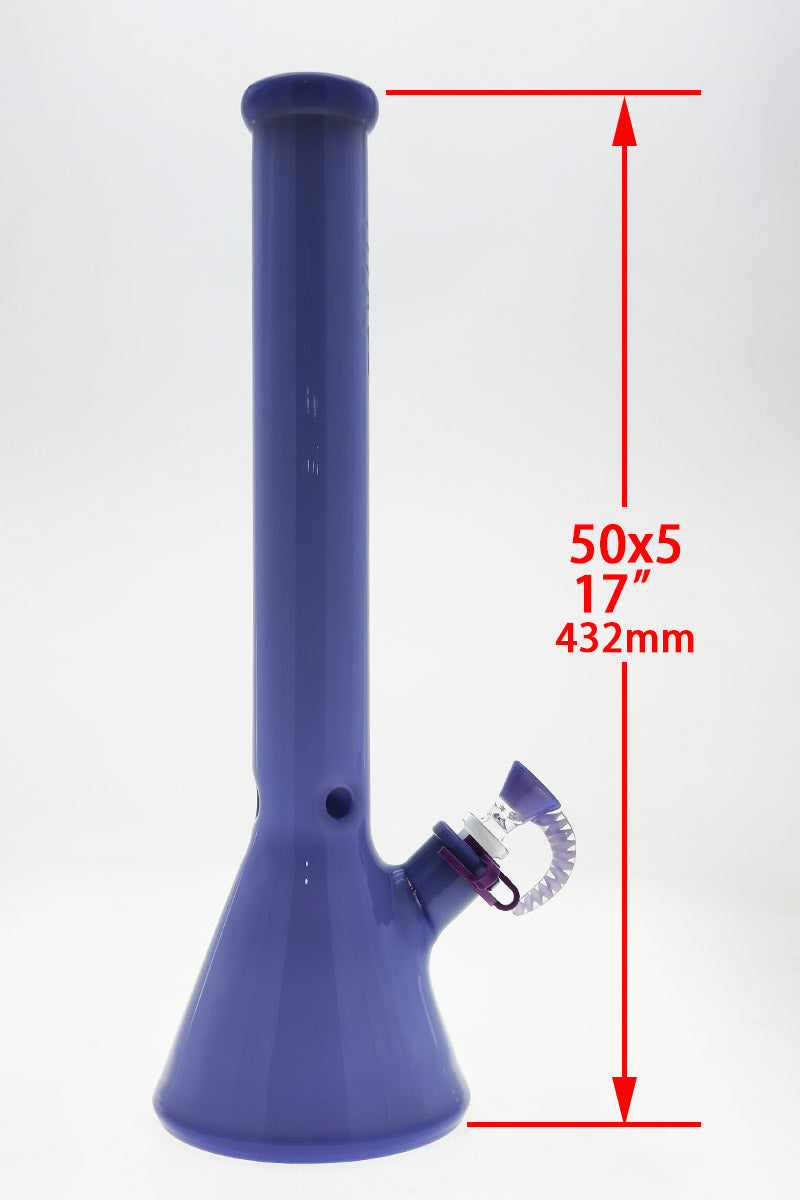 Thick Ass Glass 18" Tie Dye Beaker Bong, 5mm Borosilicate, Side View with Dimensions