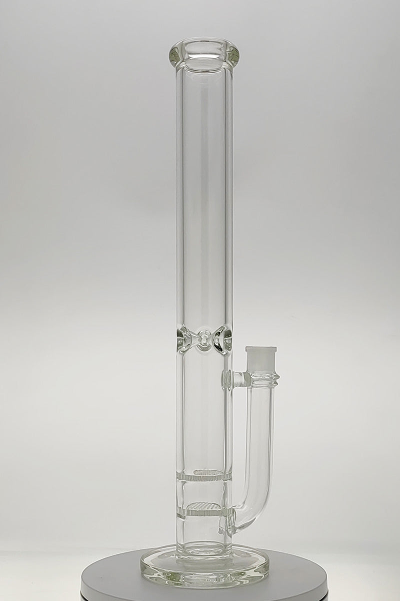 Thick Ass Glass 18" Clear Bong with Dual Honeycomb Percolators and Ice Catcher, Front View