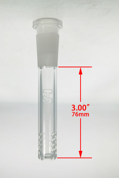TAG 3-inch Clear Multiplying Rod Downstem for Bongs - Front View with Measurements