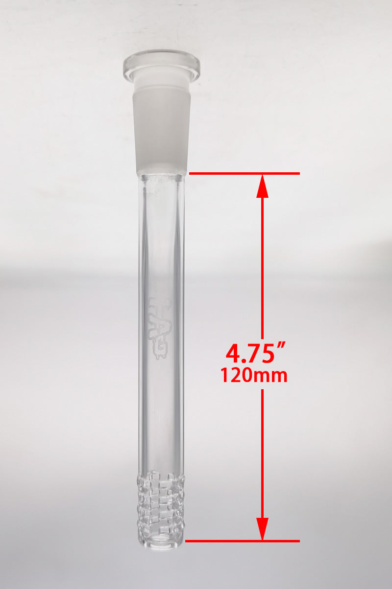TAG 4.75" Clear Multiplying Rod Downstem for Bongs, 32 Slit Design, Front View