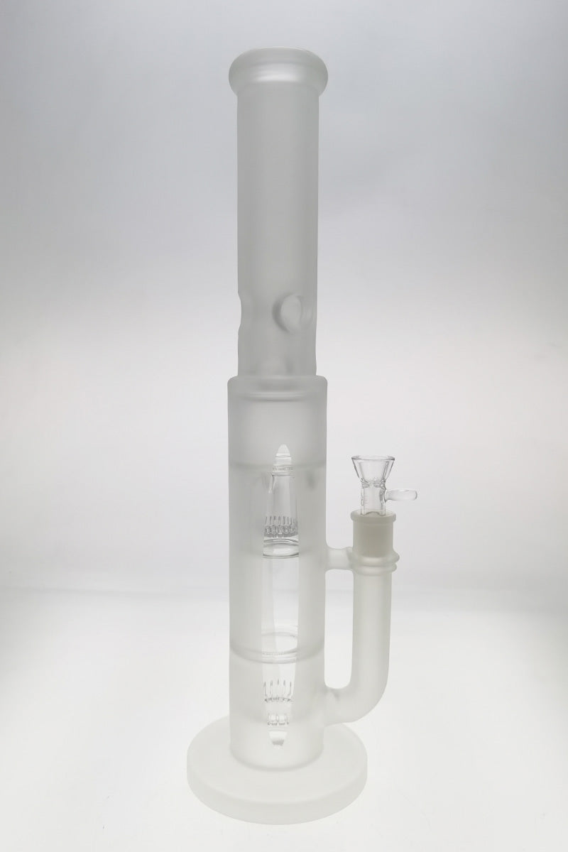TAG 19" Double Showerhead Bong with Helical Dome Guard, Rasta Color, 7mm Thick Quartz