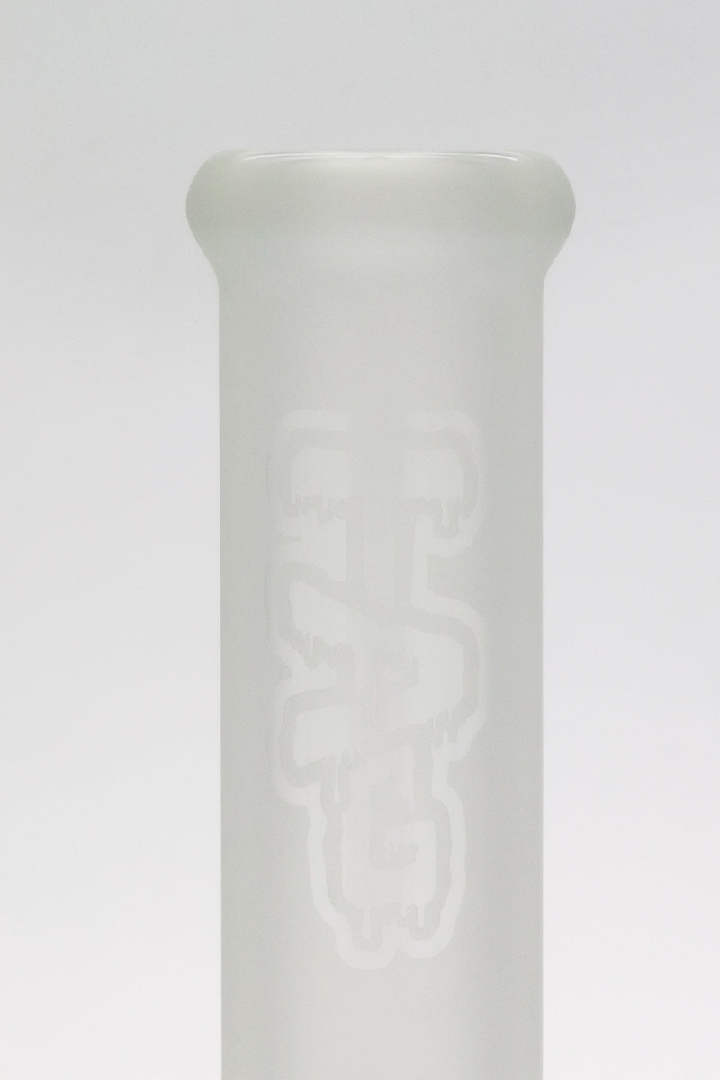 TAG 19" Beaker Bong with Fixed 16-Arm Tree Percolator, 7mm Thick Glass, Rasta Detail - Front View