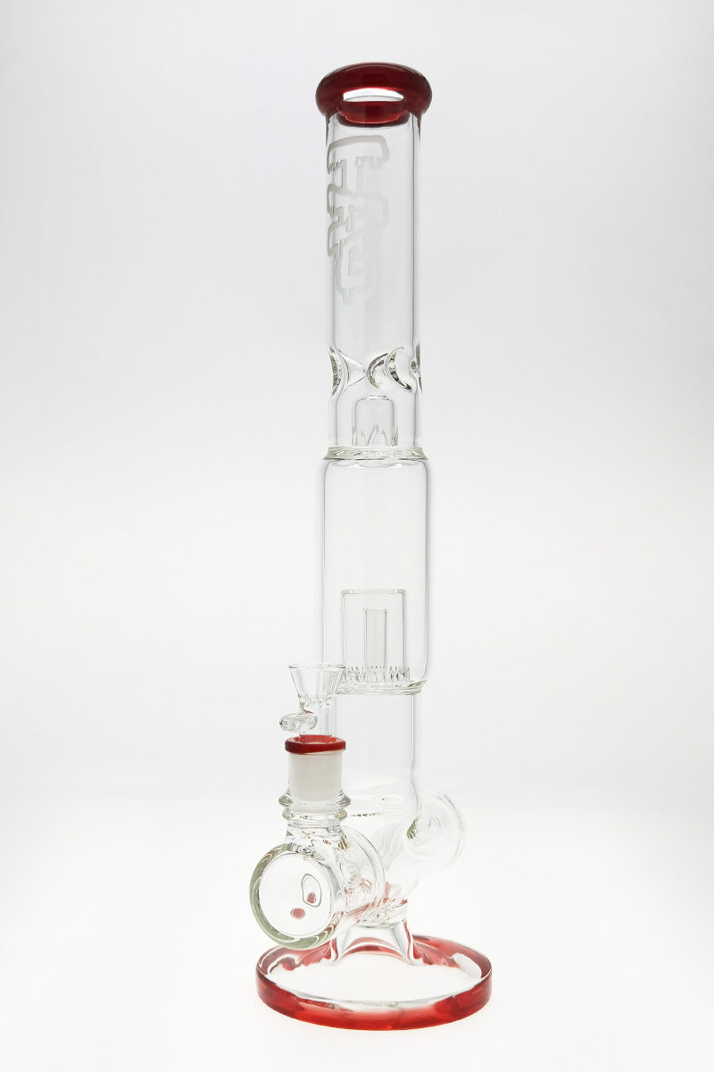 TAG 19" Inline to Fixed Showerhead Bong with Tie Dye Accents, Front View on White Background