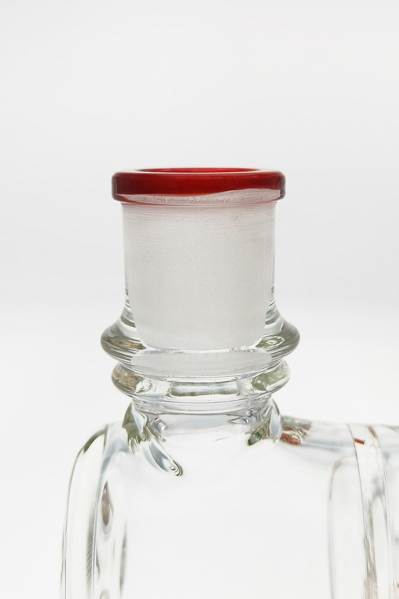 Close-up of TAG 19" Bong with Inline to Showerhead Percolator, 18MM Female Joint in Tie Dye