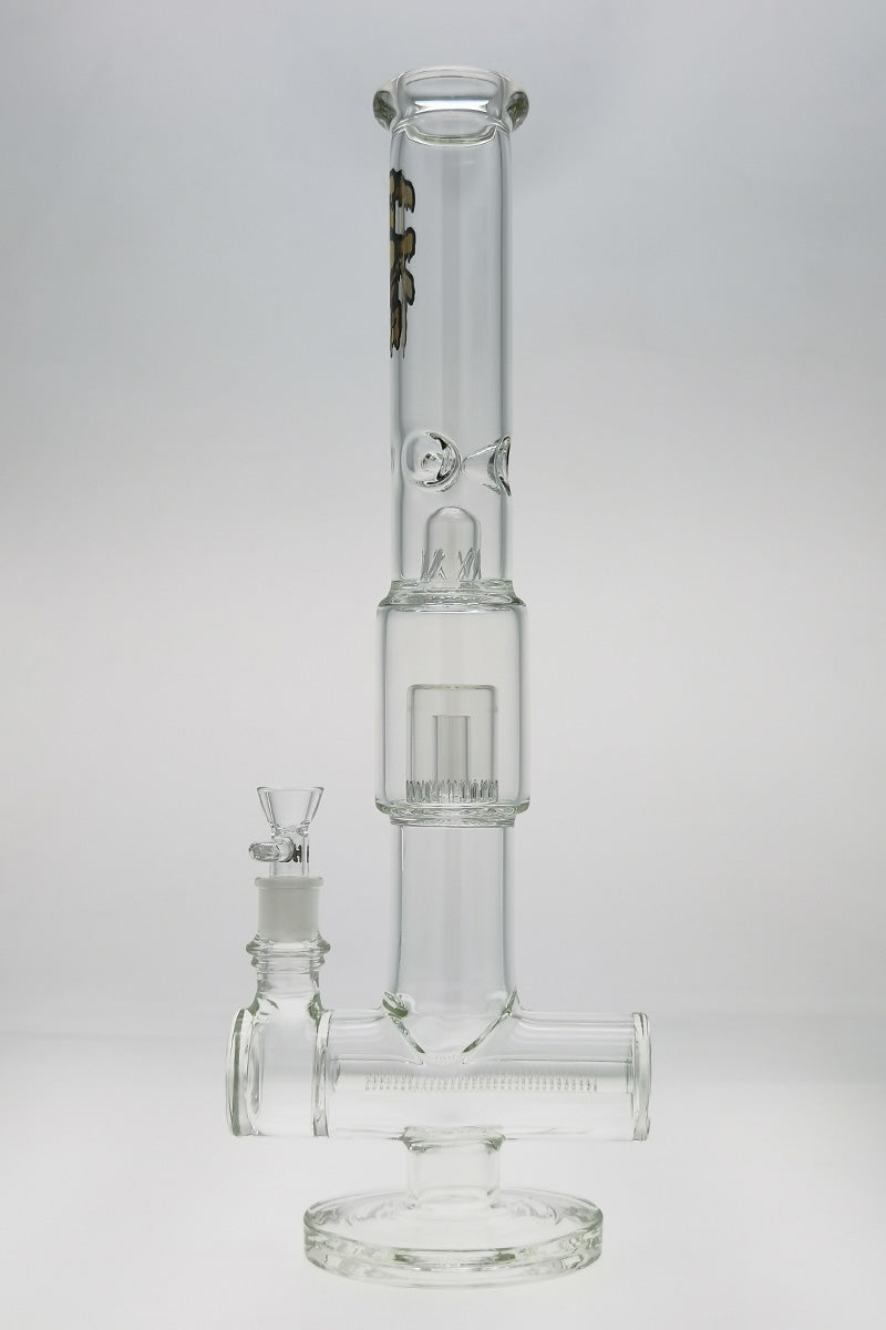 TAG 19" Inline to Super Slit Fixed Showerhead Bong, 50x7MM with 18MM Female Joint, Front View
