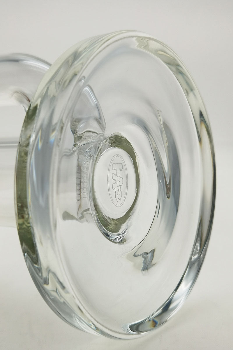 Close-up of TAG 19" bong base with 18MM Female joint and Thick Ass Glass logo