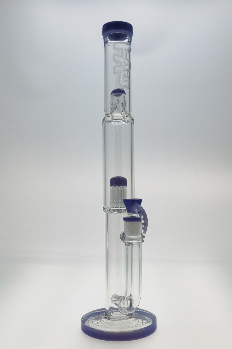 TAG 19" Super Slit Inline to 12 Arm Tree Bong, 44x4MM, Front View on White