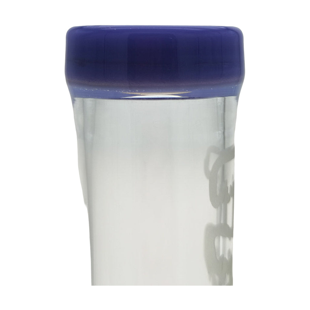 Close-up of TAG 19" Bong's 18MM Female Joint with Purple Accent