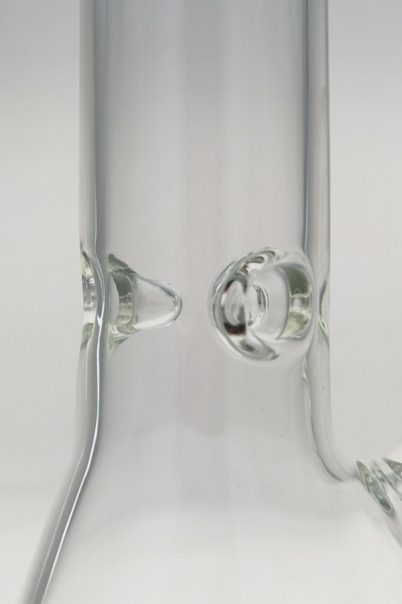 Close-up of TAG 20" Beaker Base with 18/14MM Downstem and Wavy Sandblasted Logo