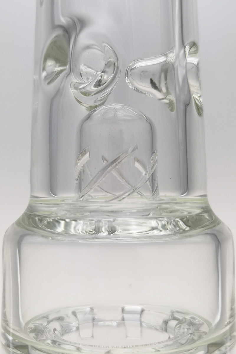 Close-up of TAG 20" Beaker Bong with Double Interior Showerhead Percolators and Thick Glass