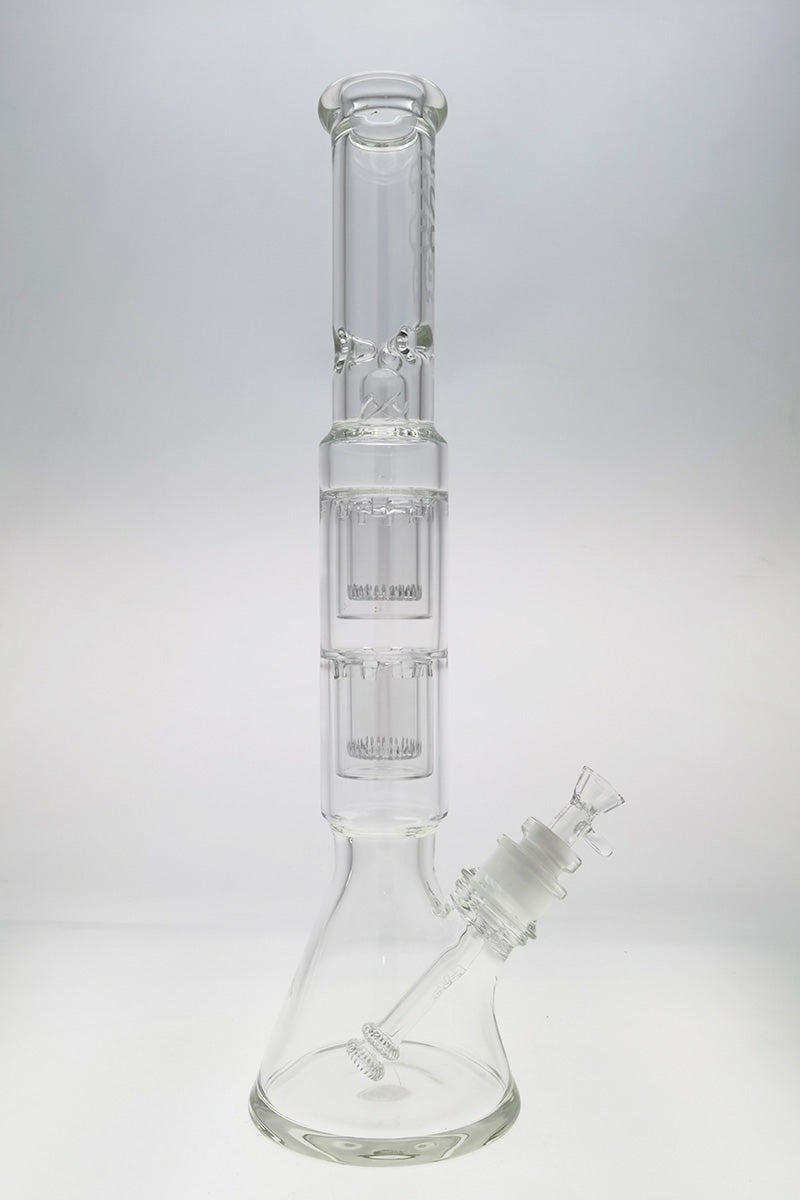 TAG 20" Beaker Bong with Double Interior Showerhead Percolators, 9mm Thickness, Front View