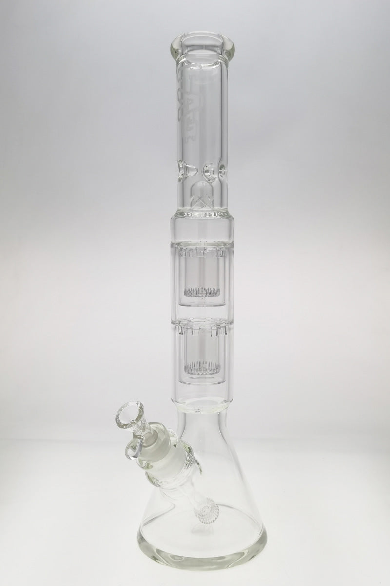 Thick Ass Glass 20" Beaker Bong with Double Showerhead Percolator, Clear, Front View