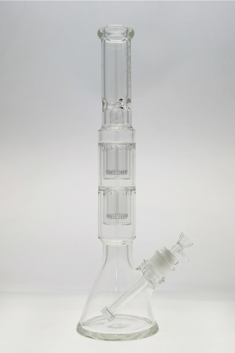 Thick Ass Glass 20" Beaker Bong, Double Showerhead Percolator, Slit-Diffuser, Clear Variant