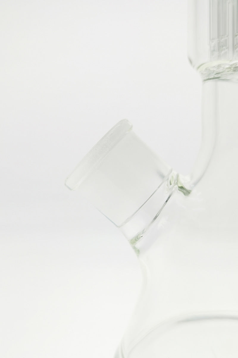 Close-up of TAG 20" Beaker Bong with 28/18MM Downstem, showcasing the joint and clarity of the glass