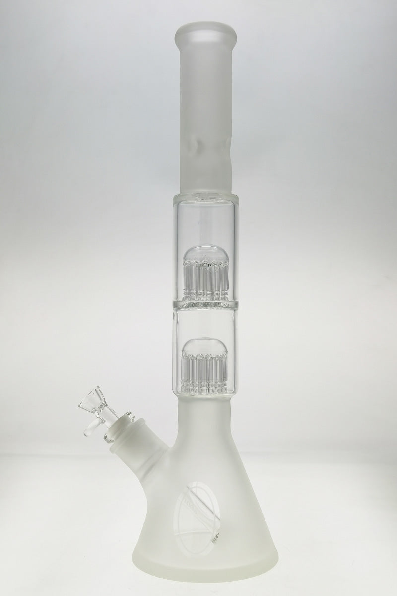 Thick Ass Glass 20" Clear Beaker Bong with Double Tree Percs, 7mm Thick Glass, Front View