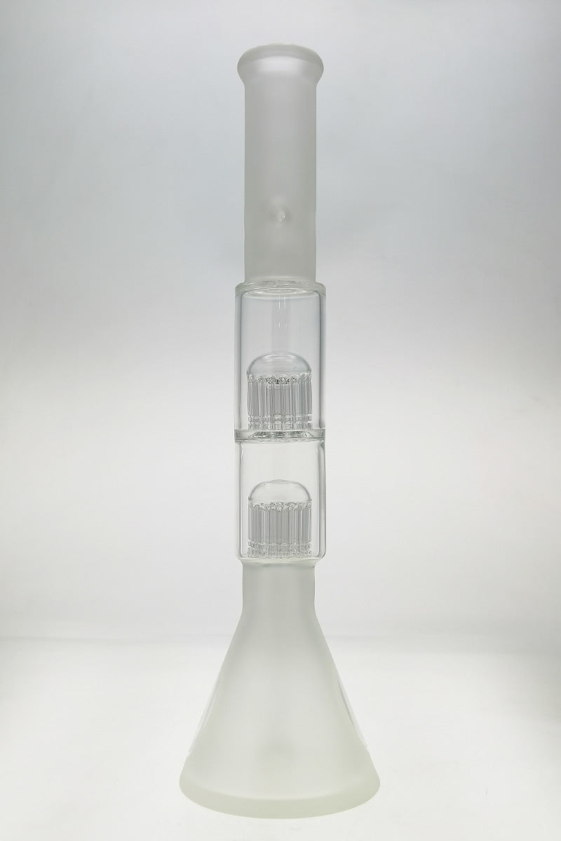 Thick Ass Glass 20" Clear Beaker Bong with Frosted Double 16-Arm Tree Percs, Front View